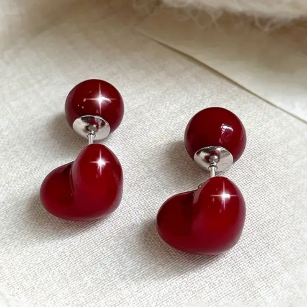 Exquisite Red Two-Wear Earrings with s925 Silver Posts - Chic Accents